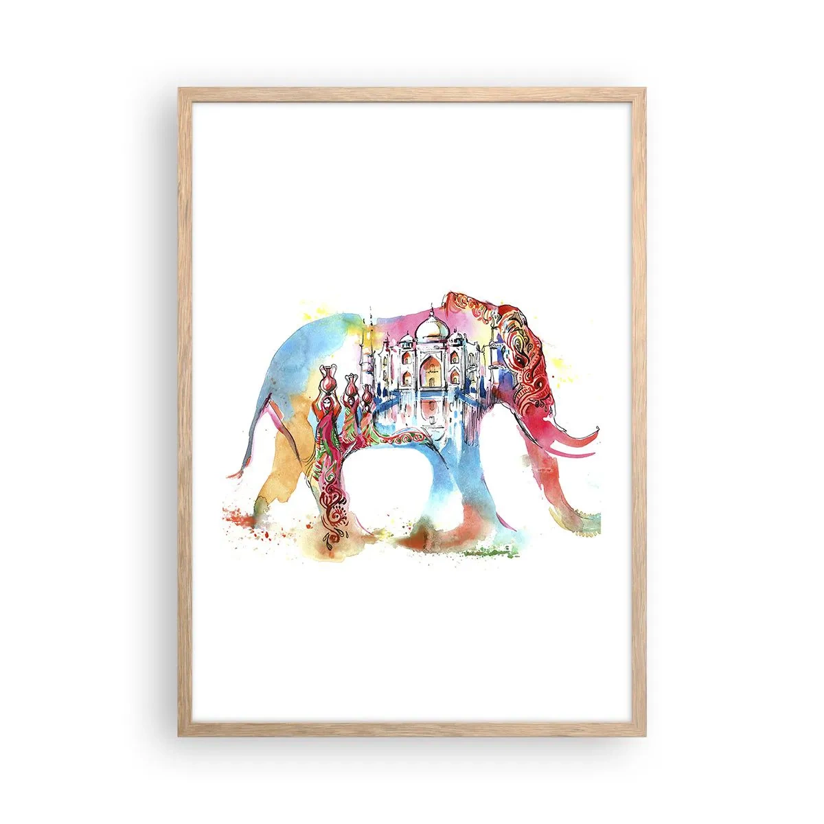 Poster in light oak frame - India - Atmosphere of Love - 50x70 cm