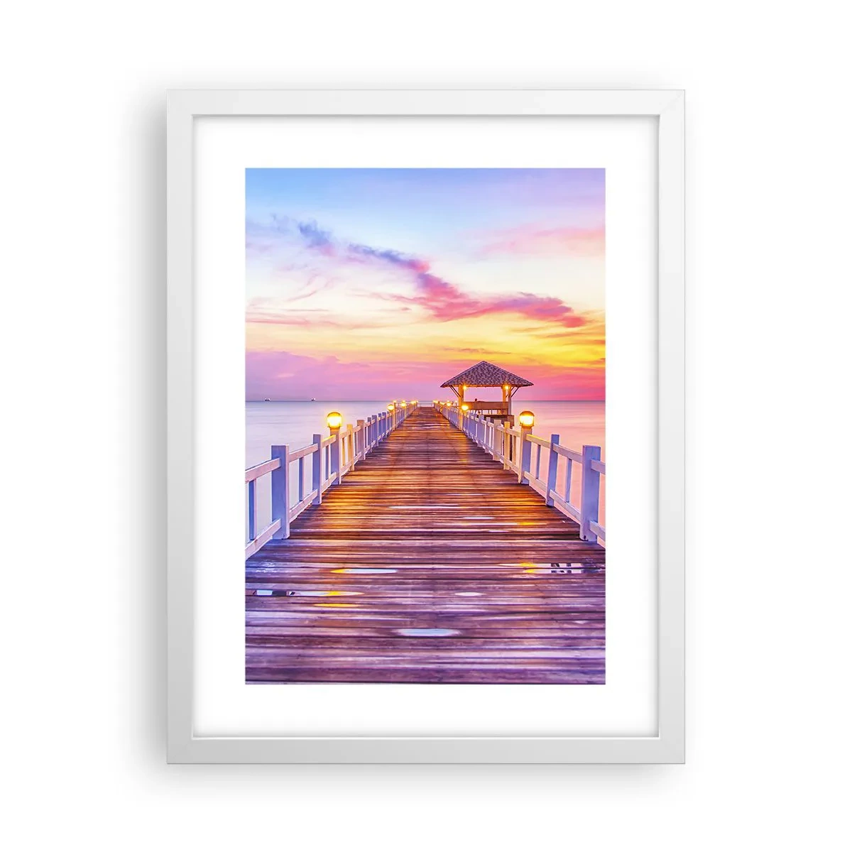 Poster in white frmae - Lilac and Gold Silence of an Evening - 30x40 cm