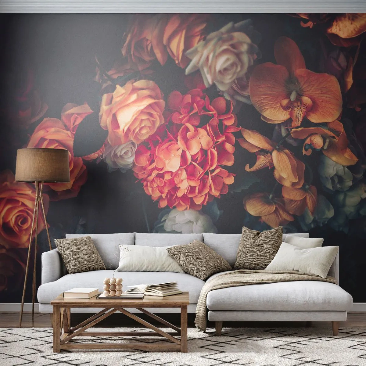 Photo Wallpaper Premium Sand - Like at Dutch Masters - Bouquet of flowers, Flowers, Roses - 350x256 cm