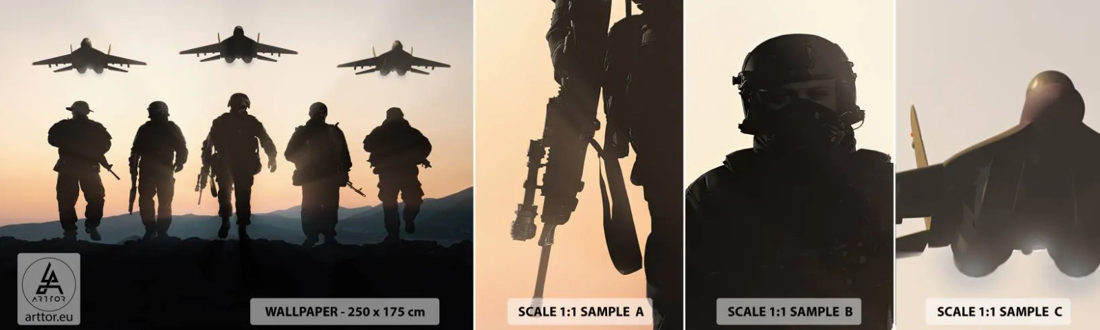 Photo Wallpaper Sample Self-Adhesive Deluxe Sticker - Welcome to Our World - Military, Army, Soldiers - 100x30 cm