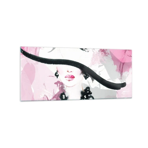 Glass picture - Portrait of a Lady in Black and Pink - 120x50 cm