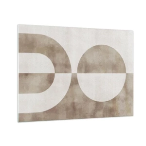 Glass picture - Beige geometry with a semicircle and a circle on a horizontal background - 70x50cm - Similarities and Differences - Modern wall decoration for the living room and bedroom ARTTOR