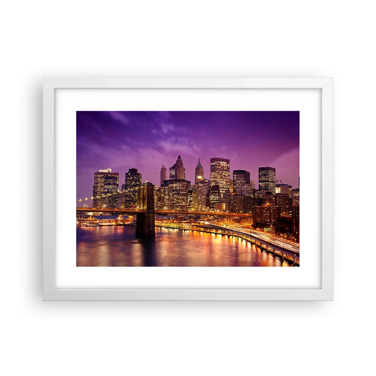 Poster in white frmae - Violet and Gold Manhattan - 40x30 cm