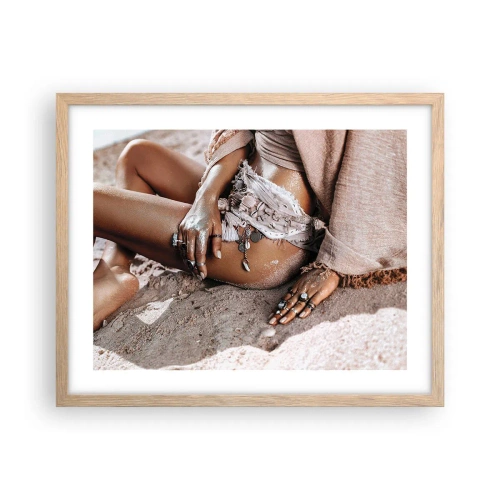 Poster in light oak frame - Thrown Out by the Waves - 50x40 cm
