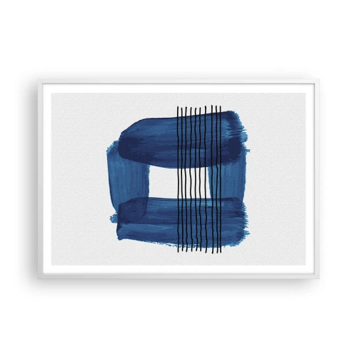 Poster in white frmae - Blue and Black Composition - 100x70 cm