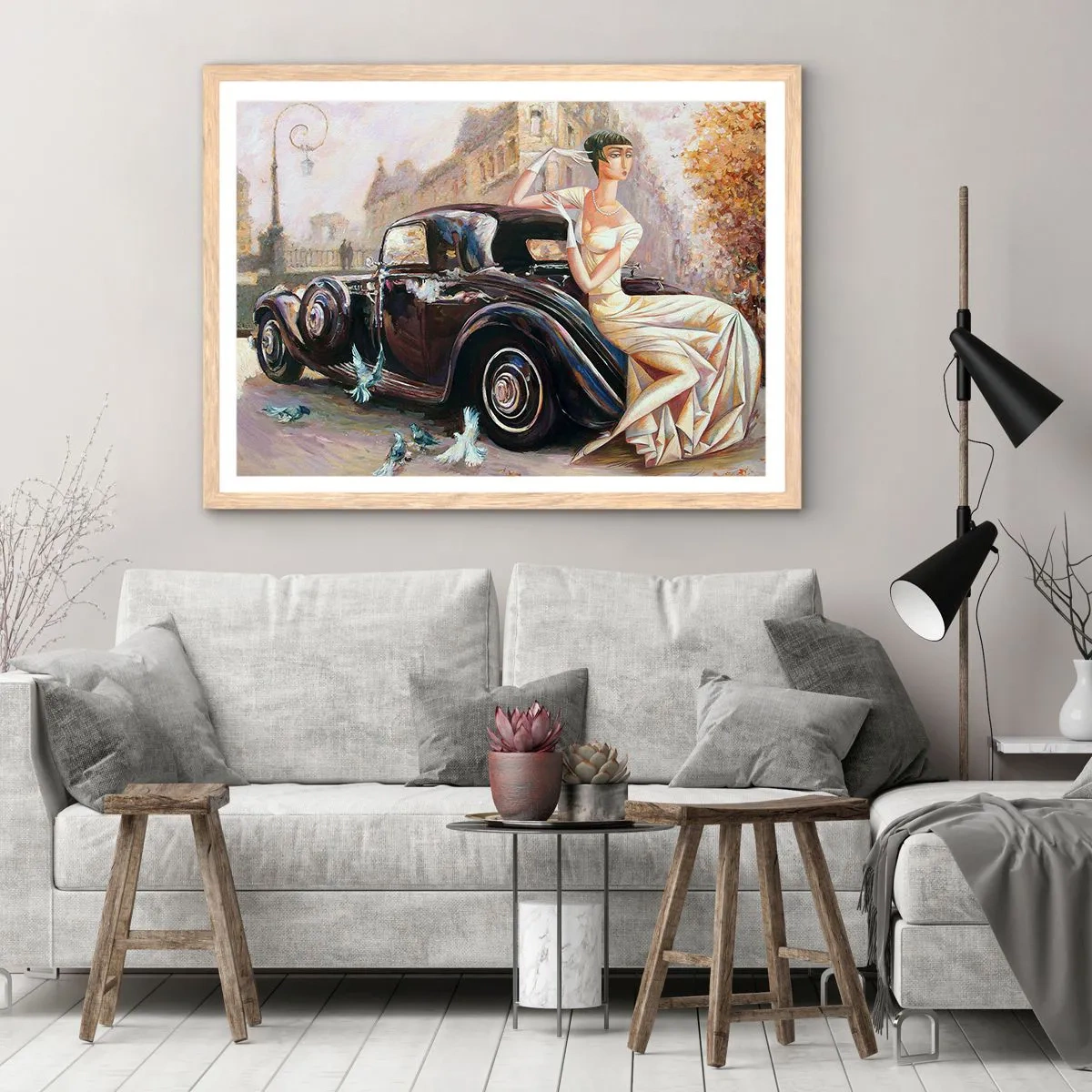 Poster in light oak frame - Elegance - Retro Style - 91x61 cm