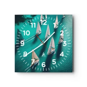 Wall clock - Clock on glass - Competing with the Wind - 40x40 cm