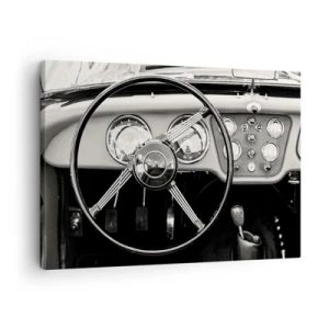 Canvas picture - Black and white classic car interior - 70x50cm - Collector's Dream - Modern wall decoration for the living room and bedroom ARTTOR