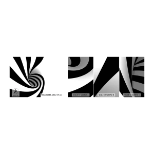 Photo Wallpaper Sample Self-Adhesive Deluxe Sticker - And Yet It Turns - Abstraction, Graphics, Black and white - 100x30 cm