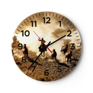 Wall clock - Clock on glass - Really Wild West - 40x40 cm