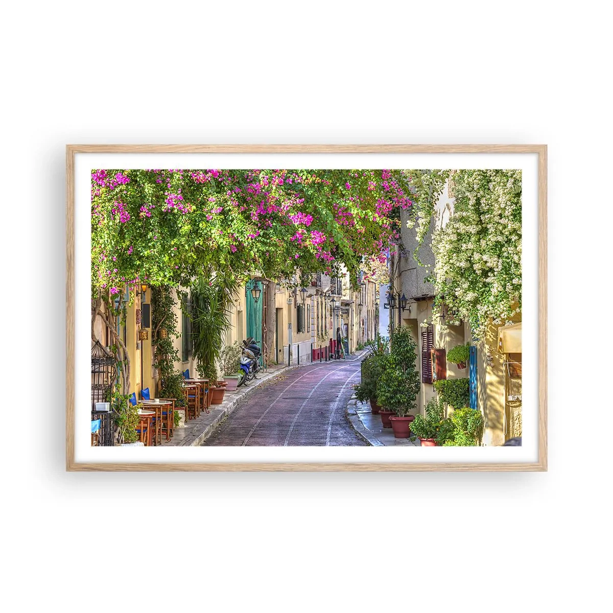 Poster in light oak frame - Blooming Alley - 91x61 cm