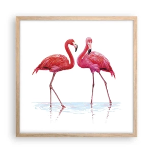Poster in light oak frame - Pink Rendezvous - 50x50 cm