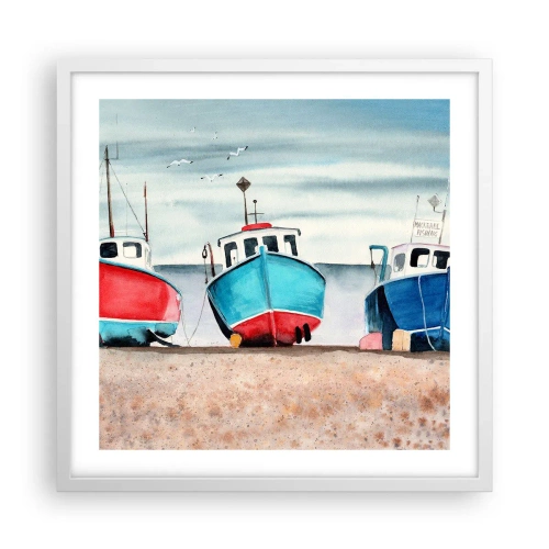 Poster in white frmae - Ready for Fishing - 50x50 cm