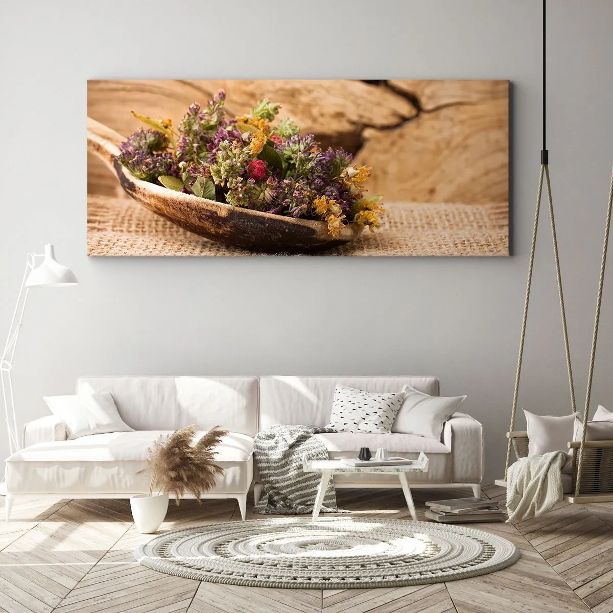 Canvas picture - Colourful Flowers and Fragrant Herbs - 90x30 cm