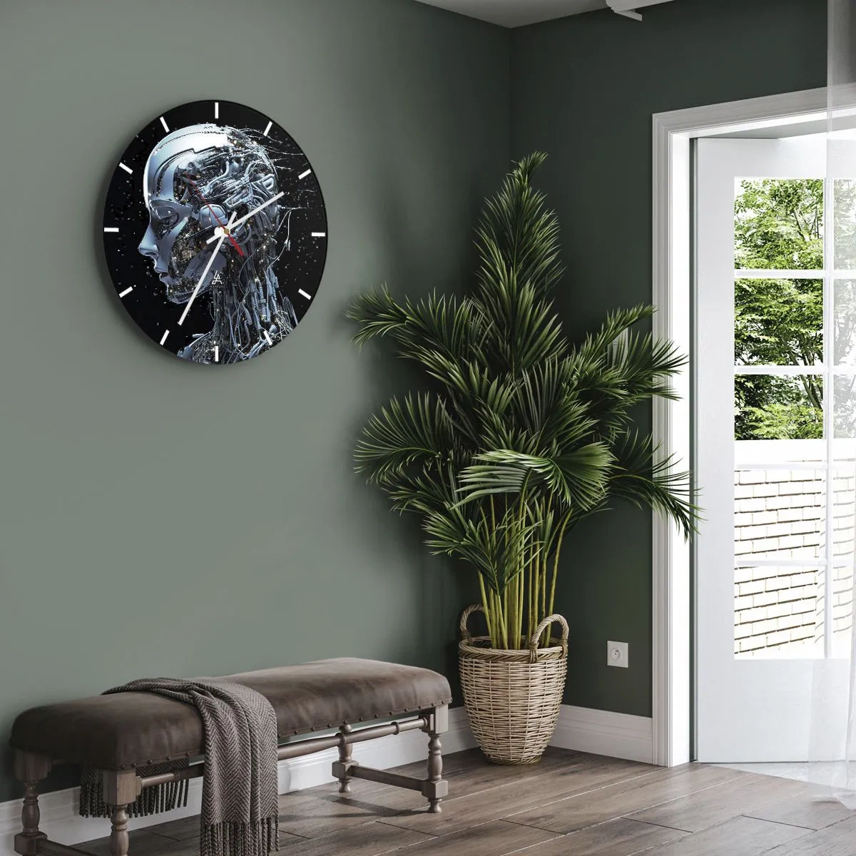 Wall clock - Clock on glass - Technology Is a Woman - 40x40 cm