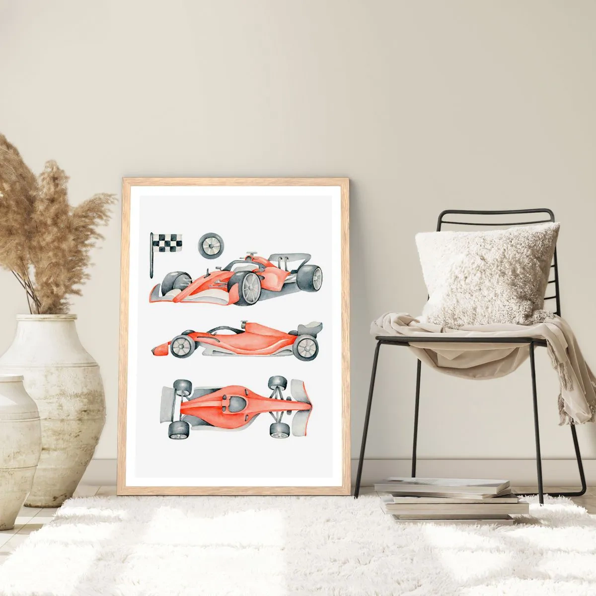 Poster in light oak frame - Race for the Dreams - 70x100 cm