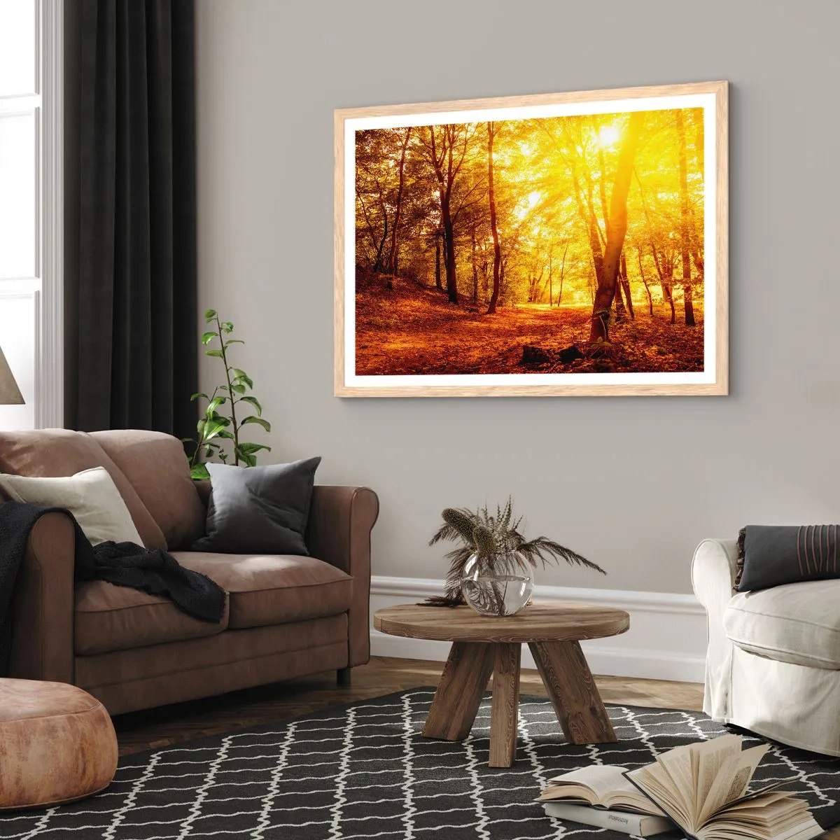 Poster in light oak frame - Towards Golden Plain - 100x70 cm