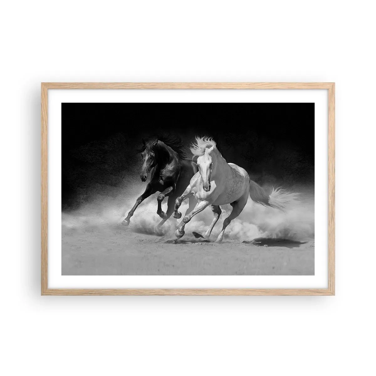 Poster in light oak frame - Gallop of Freedom - 70x50 cm