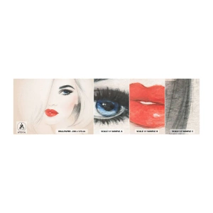 Photo Wallpaper Sample Standard Eco - Mesmerizes and Intoxicates - Portrait of a Woman, Woman's Face, Red lips - 100x30 cm