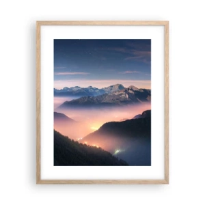 Poster in light oak frame - Light in the Valleys - 40x50 cm