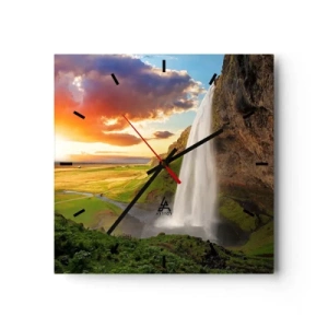 Wall clock - Clock on glass - Midsummer in Iceland - 40x40 cm