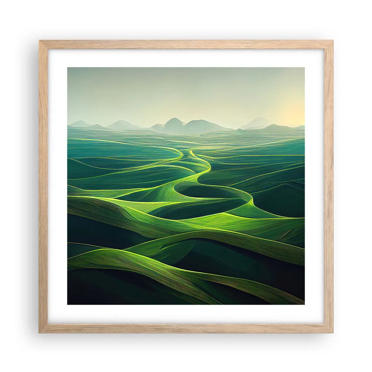 Poster in light oak frame - In Green Valleys - 50x50 cm