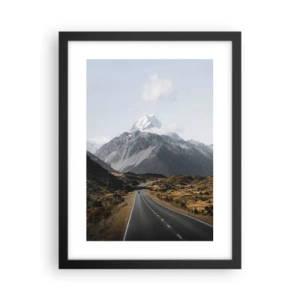 Poster in black frame - Road to the Heart of the Mountains - 30x40 cm