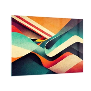 Glass picture - Colorful stripes in a dynamic, abstract composition - 70x50cm - Intense Composition - Modern wall decoration for the living room and bedroom ARTTOR
