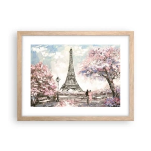 Poster in light oak frame - April Walk in Paris - 40x30 cm