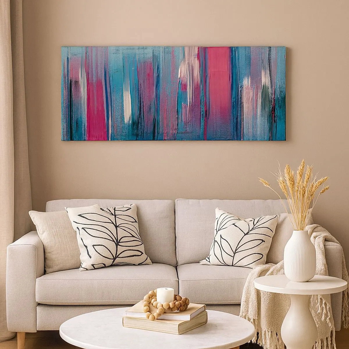 Canvas picture - Vertical Composition In Blue And Red - 100x40 cm