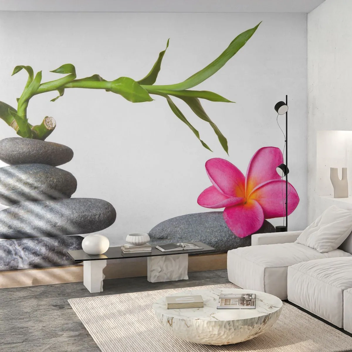 Photo Wallpaper Premium Canvas - Colours of Life - Flower, Stones, Spa - 100x70 cm