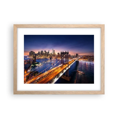 Poster in light oak frame - Down the Illuminated Bridge - 40x30 cm