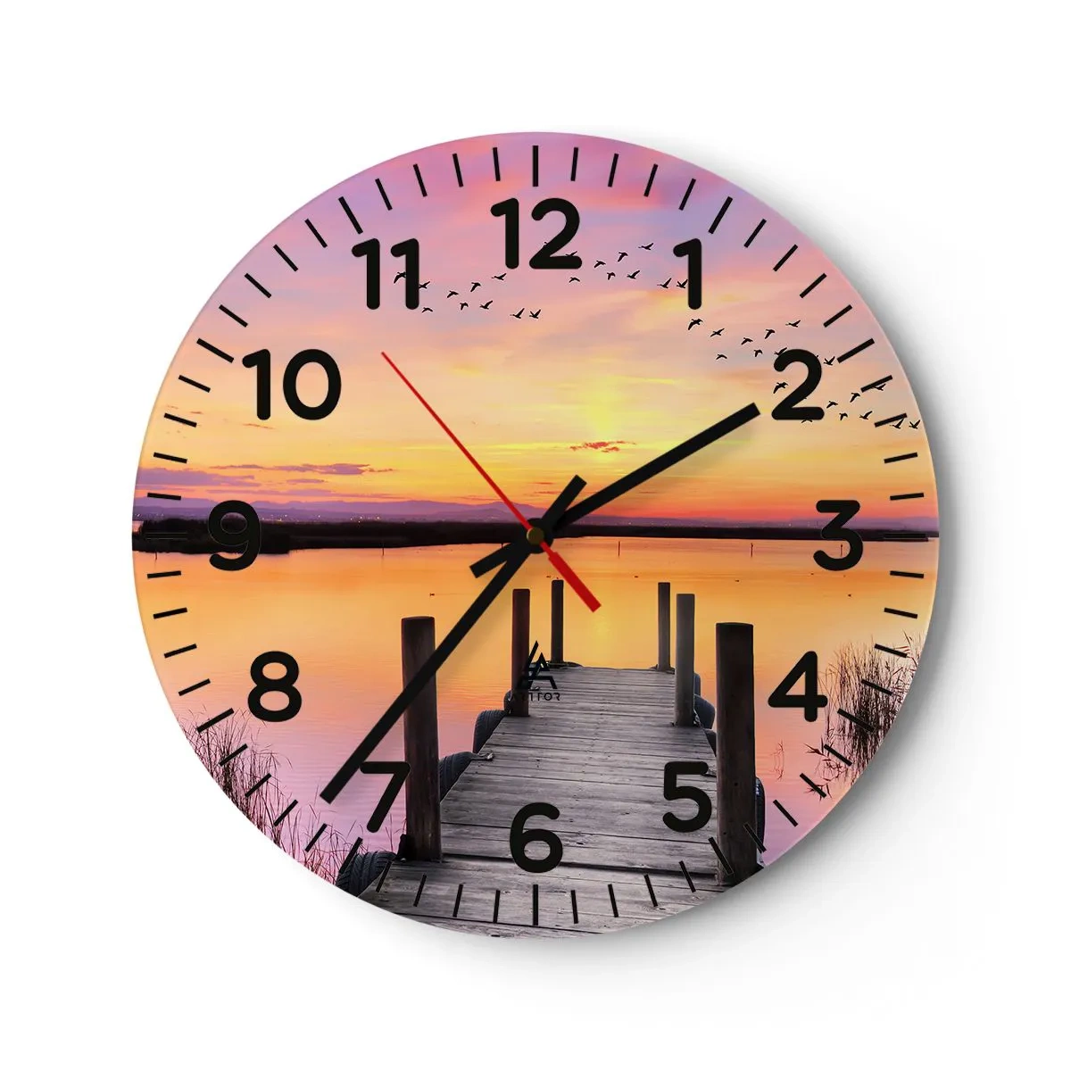 Wall clock - Clock on glass - Violet Quiet Dawn - 40x40 cm