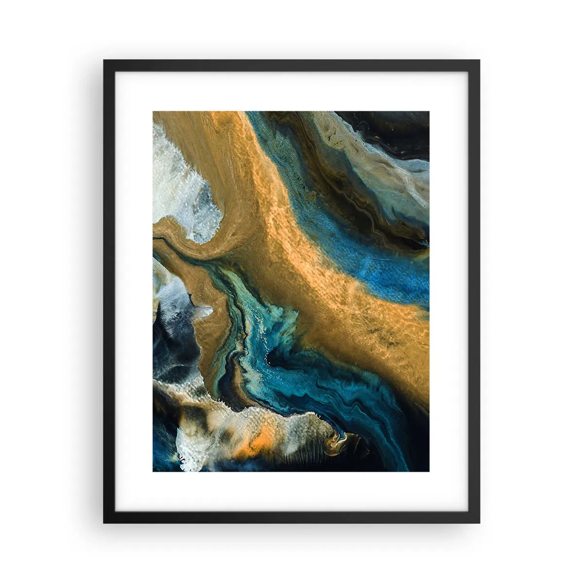 Poster in black frame - Blue -Yellow - Mutal Influences - 40x50 cm