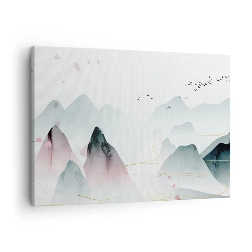Canvas picture - Abstract mountains in pastel shades - 70x50cm - Over the Peaks - Modern wall decoration for the living room and bedroom ARTTOR