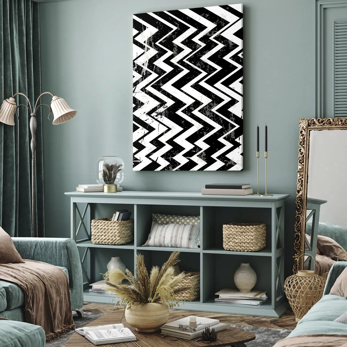 Canvas picture - Zig-White Zag-Black - 45x80 cm
