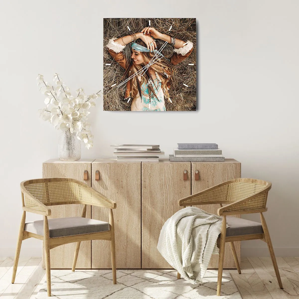 Wall clock - Clock on glass - On the Way to the Summer of Love - 40x40 cm