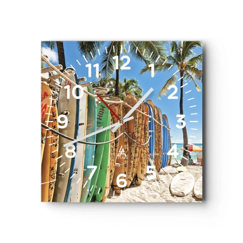 Wall clock - Clock on glass - Sunny Fun - 30x30 cm