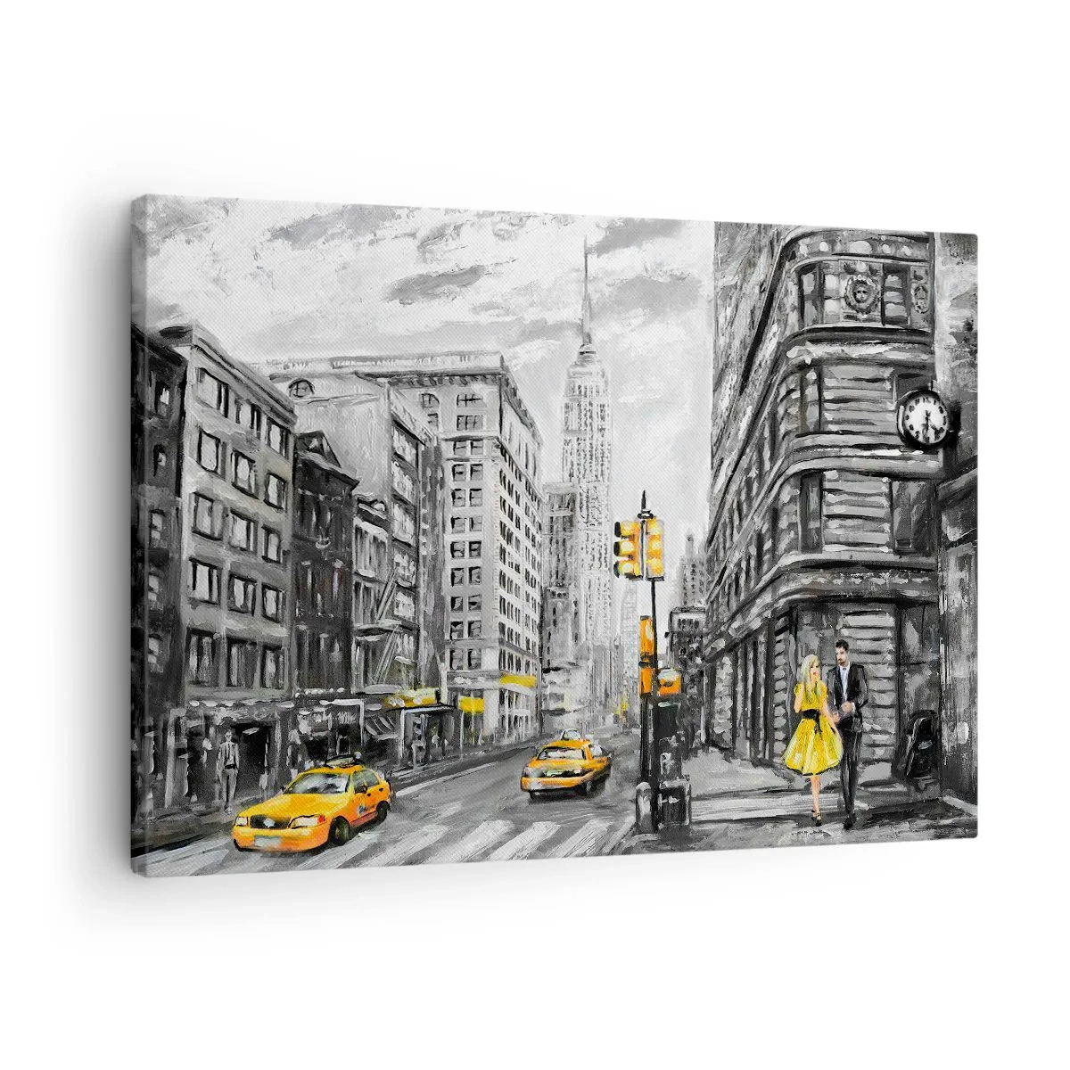 Canvas picture - New York street with yellow accents - 70x50cm - New York Tale - Modern wall decoration for the living room and bedroom ARTTOR