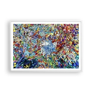 Poster in white frmae - Stained Glass with Drops - 100x70 cm