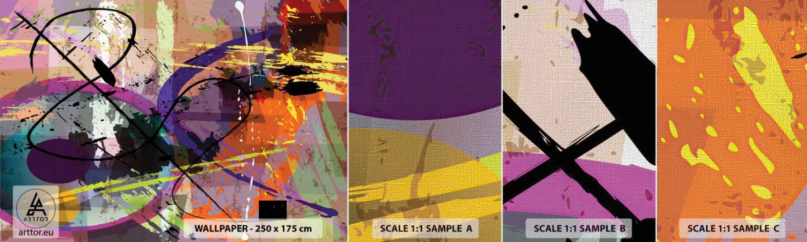 Photo Wallpaper Sample Premium Canvas - Straight Ahead or Around - Abstraction, Piece, Modern Pattern - 100x30 cm