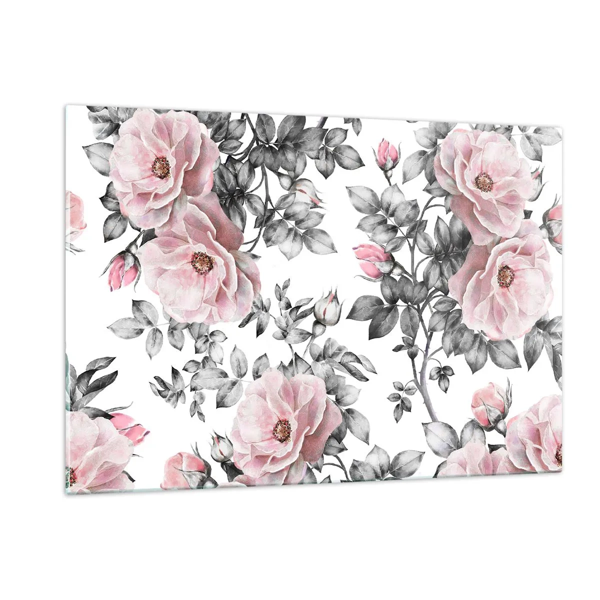 Glass picture - Getting Lost in Rose Flowers - 120x80 cm