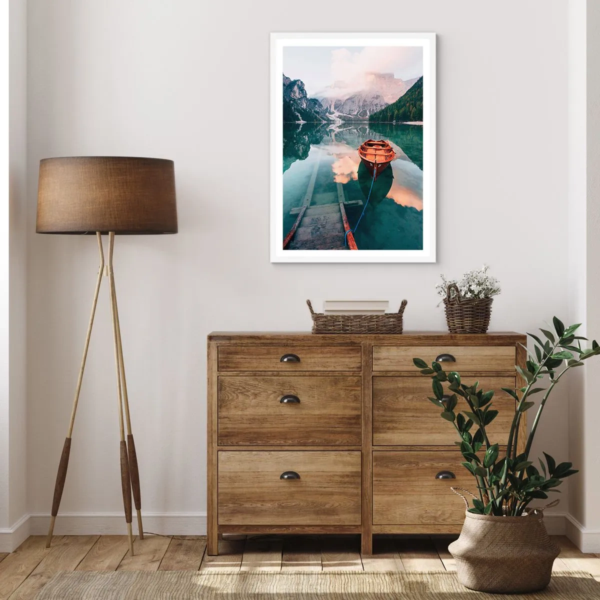 Poster in white frmae - Peaceful Dream of the Mountains - 61x91 cm