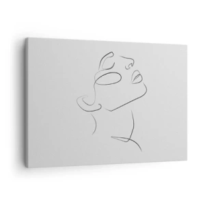 Canvas picture - A minimalist sketch of a woman's face in profile. - 70x50cm - Meanders of a Dream - Modern wall decoration for the living room and bedroom ARTTOR