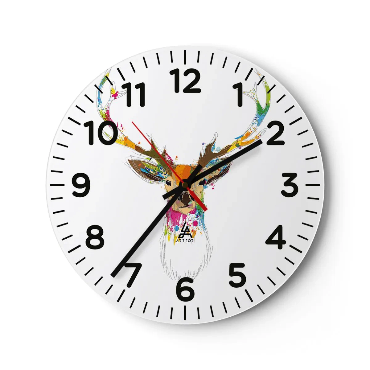 Wall clock - Clock on glass - Deer Bathed in Colour - 30x30 cm