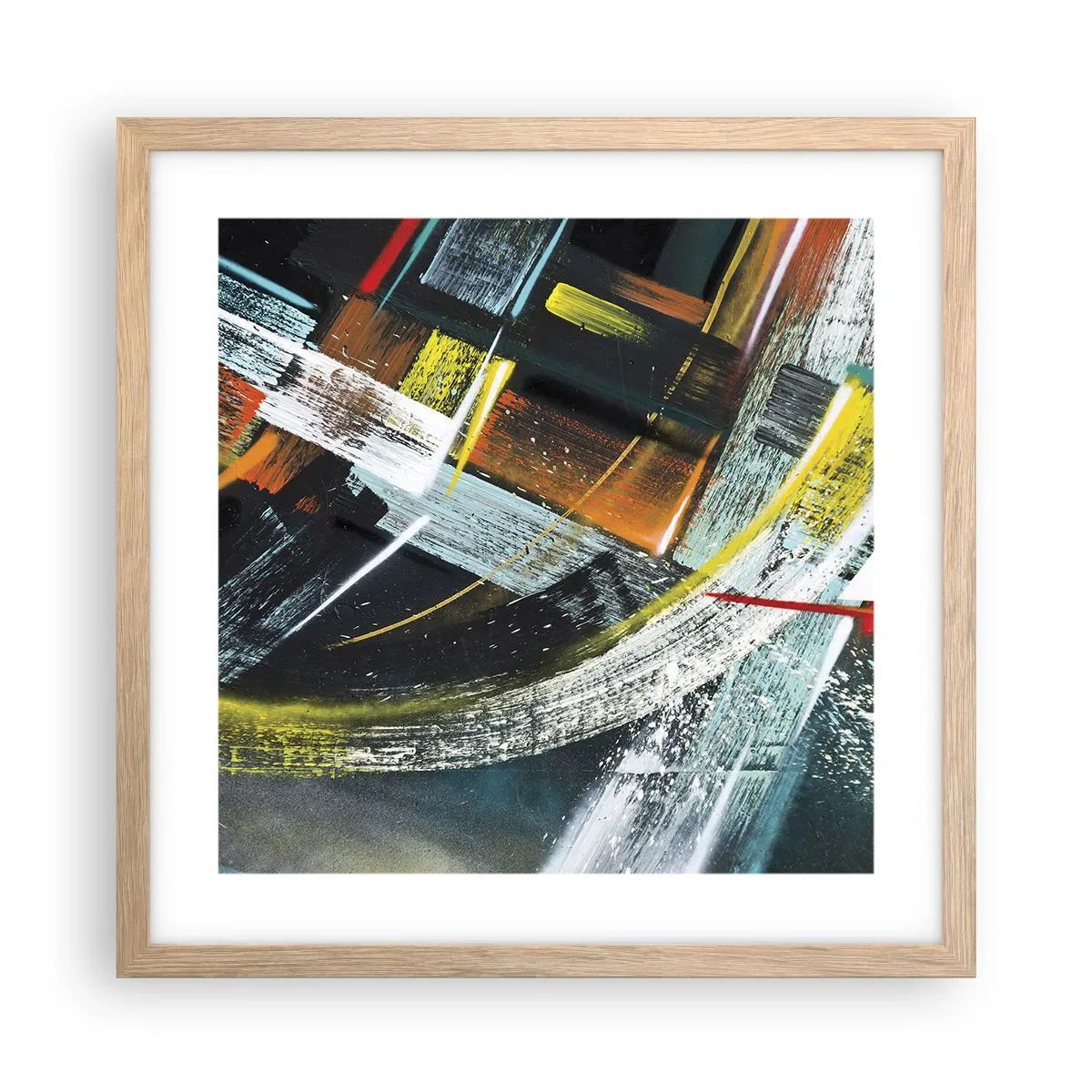 Poster in light oak frame - Energy of Movement - 40x40 cm