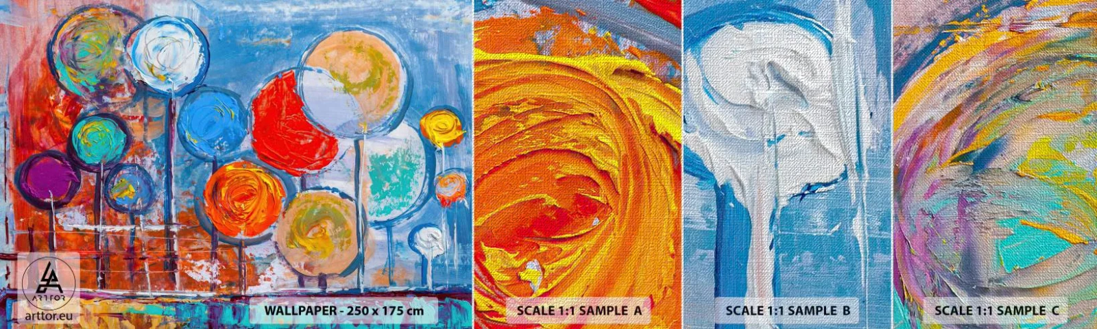 Photo Wallpaper Sample Premium Canvas - Lolly Sticks - Colorful Balloons, Abstraction, For children - 100x30 cm