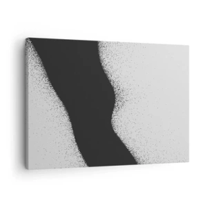 Canvas picture - Abstract black and white pattern with delicate dots on canvas - 70x50cm - Fluid Balance - Modern wall decoration for the living room and bedroom ARTTOR