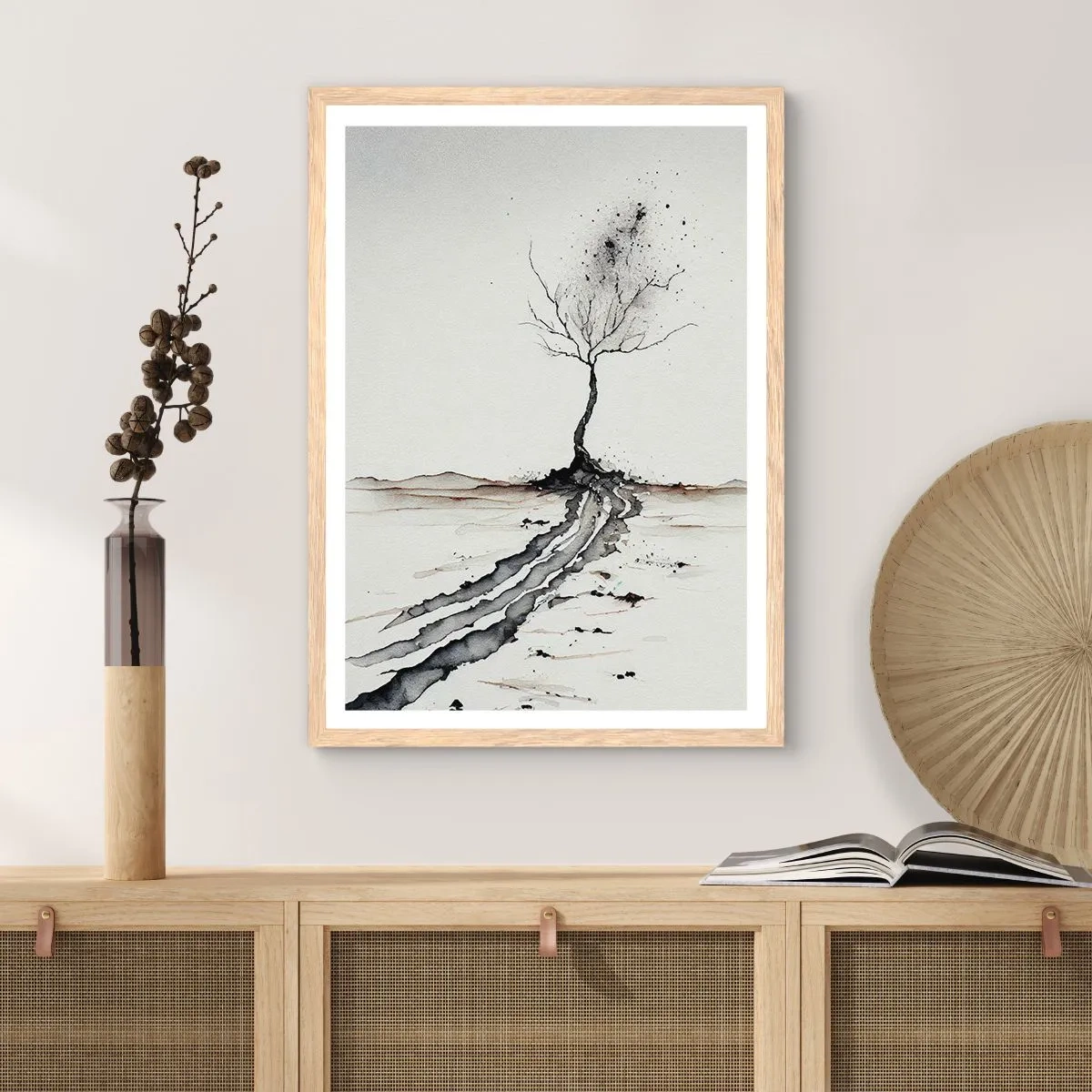 Poster in light oak frame - Winter Melancholy - 70x100 cm