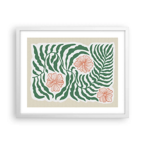 Poster in white frmae - Blossoming in Green - 50x40 cm